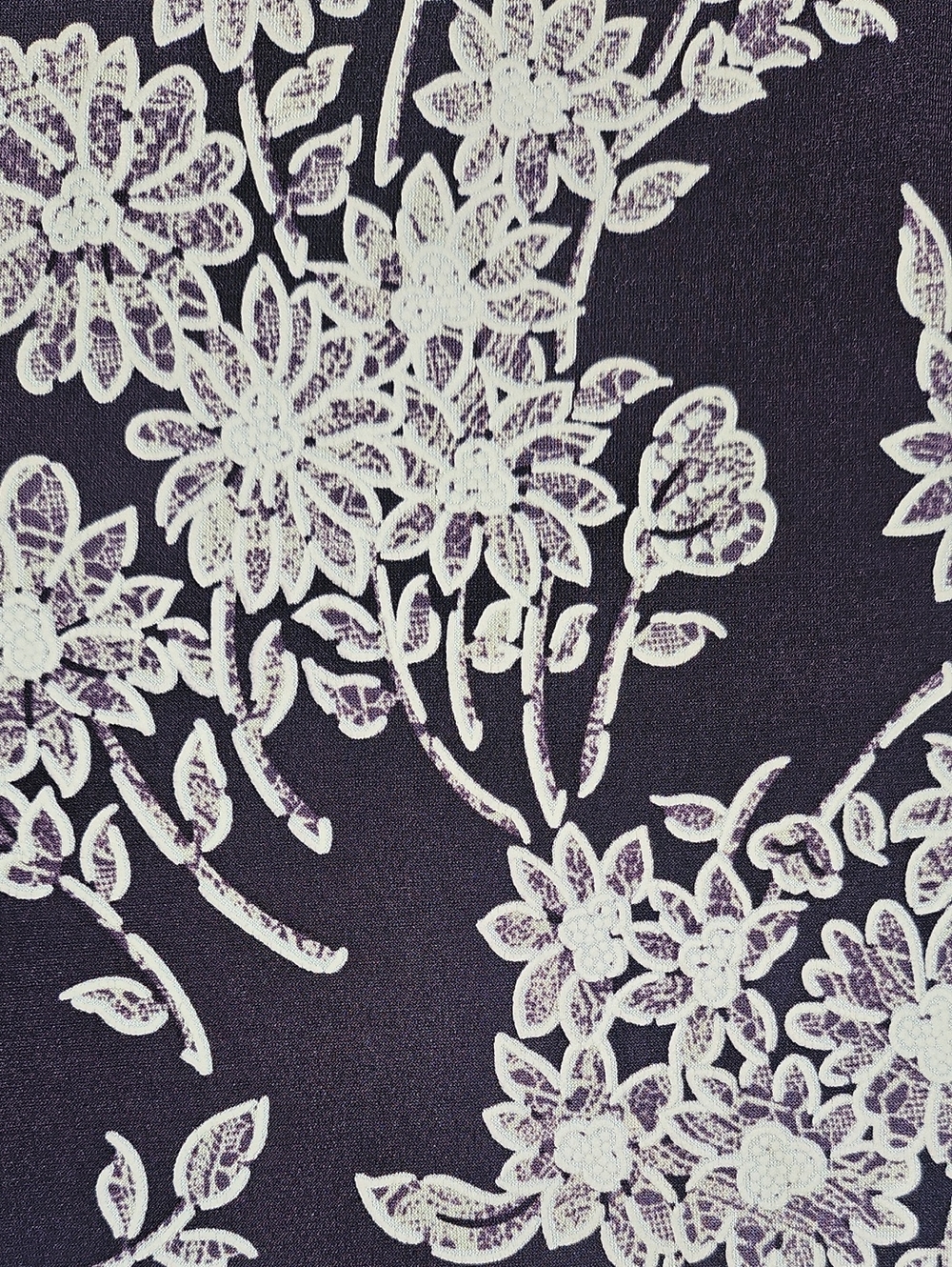 🟢 Glamorous Purple & White Floral Lace-Trim Bell Sleeve Midi Dress Large (12) - Picture 10 of 10
